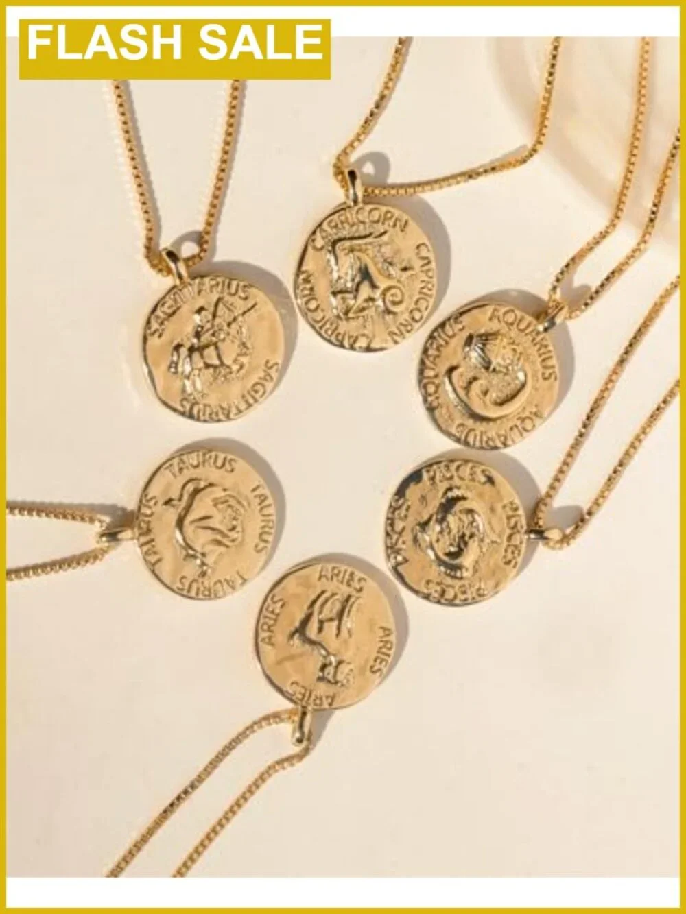 Horoscope Necklace Gold PVD Coated Adjustable 16-18